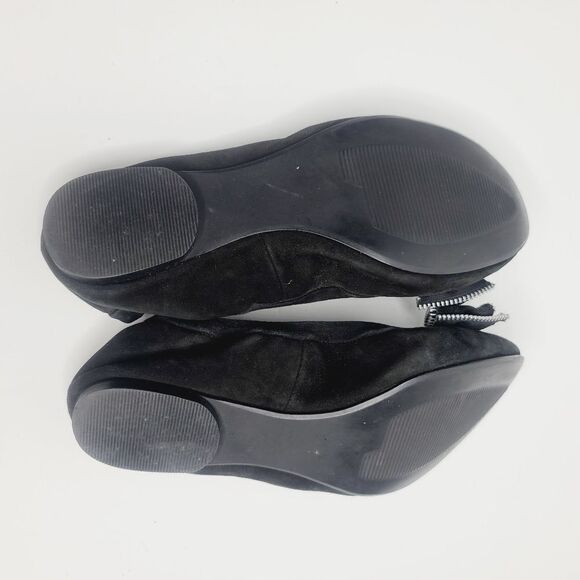 Linea Paolo Black Silver Zipper Edgy Suede Ballet Flat size 7 - Picture 7 of 14